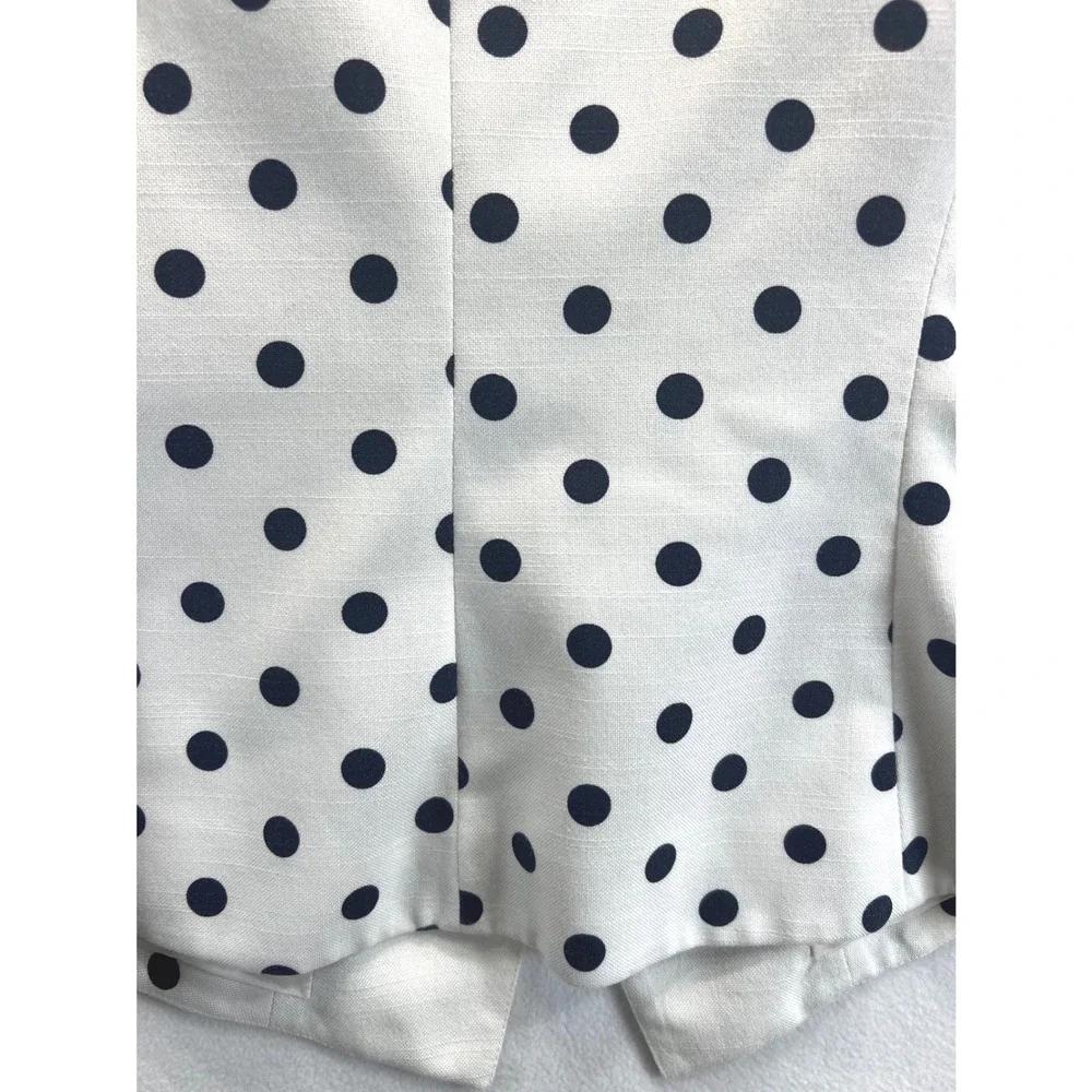 Kasper for ASL Vintage White Navy Polka Dot Short Sleeve Blazer Jacket Size 6